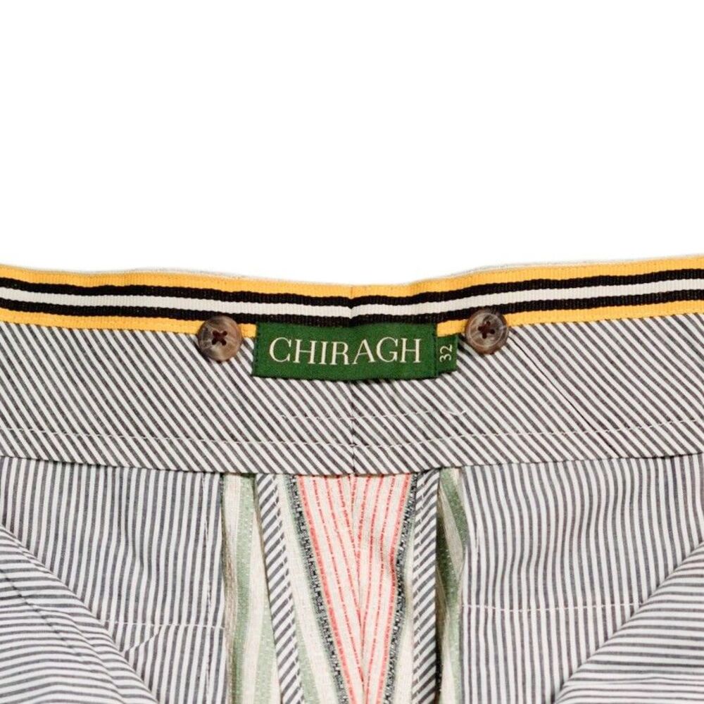 Mens 32 Gurkha Pants Orange Green Striped Cotton High Waist Flat Front Trousers - Picture 2 of 7